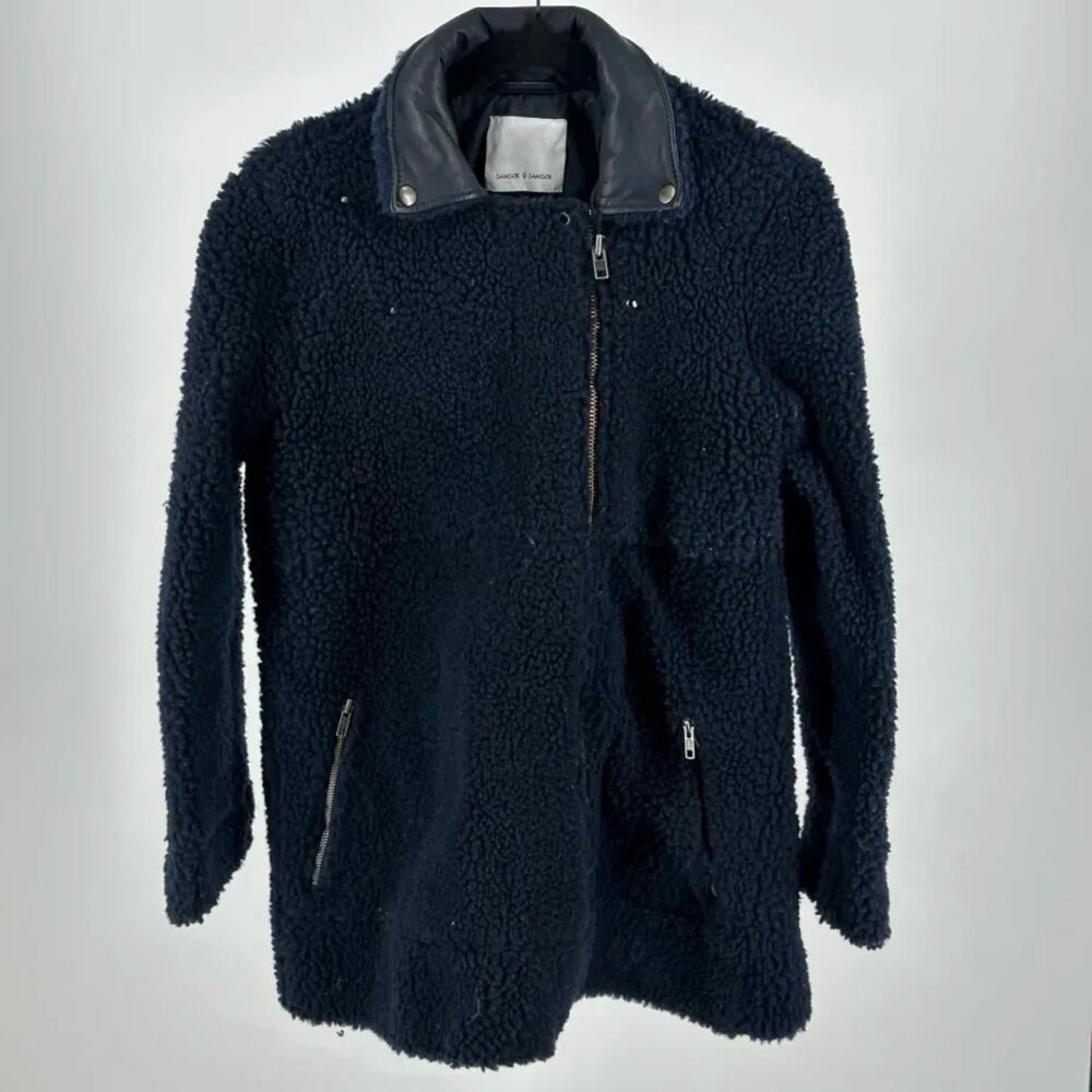Samsoe Samsoe Lambskin Leather Sherpa Jacket Size Small